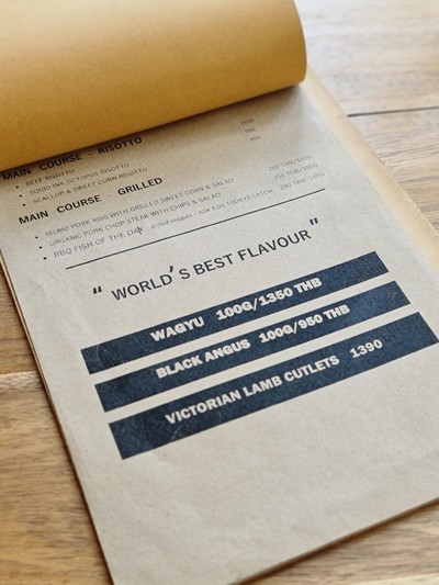 ป้ายราคาหรือสมุดเมนู