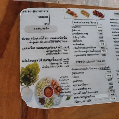 ป้ายราคาหรือสมุดเมนู