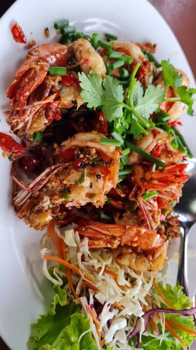 กุ้งลายเสือคั่วพริกเกลือ