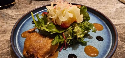 Crispy duck confit with Organic green leaves
