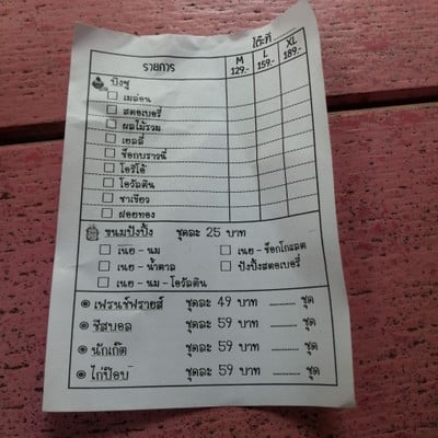 ป้ายราคาหรือสมุดเมนู