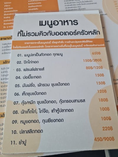 ป้ายราคาหรือสมุดเมนู