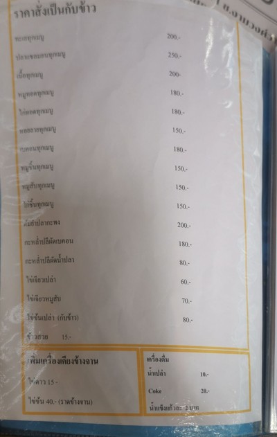 ป้ายราคาหรือสมุดเมนู