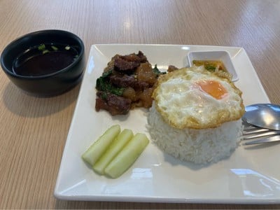 กะเพราเนื้อ+เอ็นตุ๋น