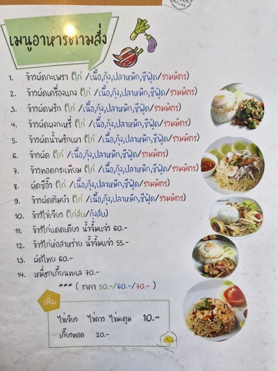 ป้ายราคาหรือสมุดเมนู