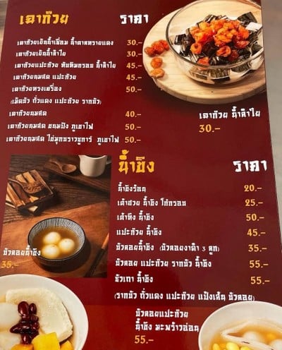 ป้ายราคาหรือสมุดเมนู