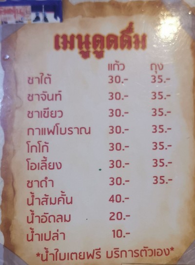 ป้ายราคาหรือสมุดเมนู