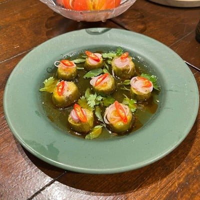 Grilled eggplant salad