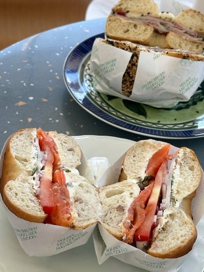 Smoked salmon+cranberry walnut bagel