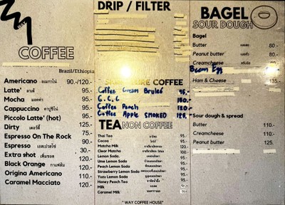 ป้ายราคาหรือสมุดเมนู