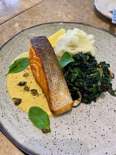 Salmon steak with caper Lemon Cream Sauce