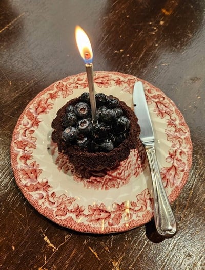 Salted Choc Tart w/blueberry