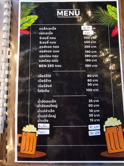 ป้ายราคาหรือสมุดเมนู