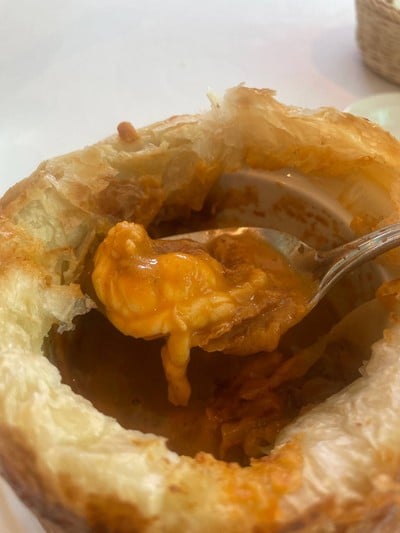 Lobster bisque with puff pastry