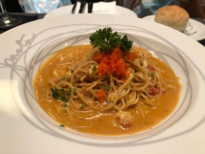 Spaghetti with Crab Meat in Prawn Cream Sauce