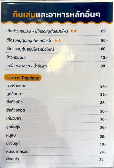 ป้ายราคาหรือสมุดเมนู