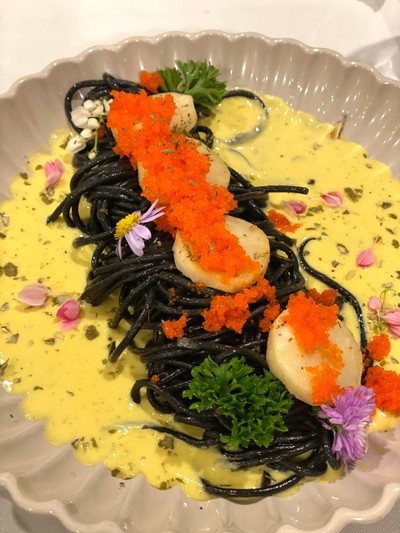 สปาเกตตีเส้นดำซอสฟักทอง