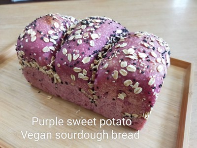Purple Sweet Potato Sourdough Bread