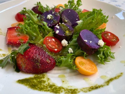 sweet potato salad in pesto