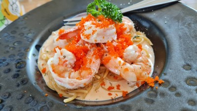 Spaghetti ครีมไข่กุ้ง