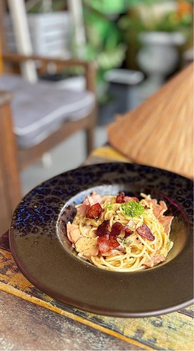🍝 Spaghetti Carbonara. (Price 130 Baht.)