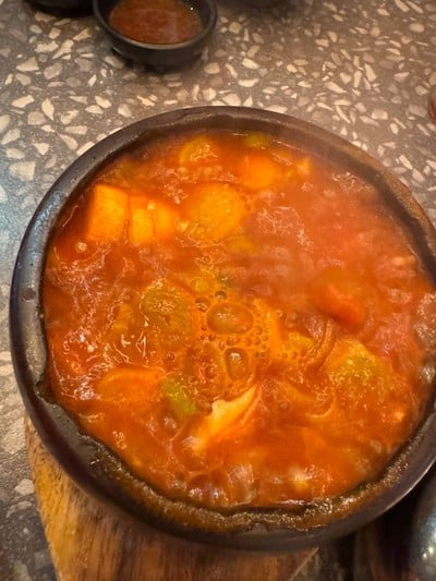 Kimchi bokkeum bap with cheese