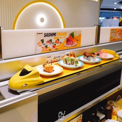 Genki Sushi ซูชิสายพานเสิร์ฟด้วยรถไฟความเร็วสูงส่งถึงโต๊ะ!!