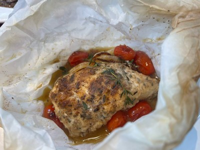 Seabass baked in paper