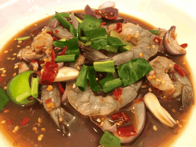 ยำกุ้งสดปลาร้า