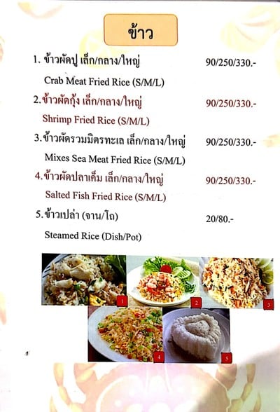 ป้ายราคาหรือสมุดเมนู