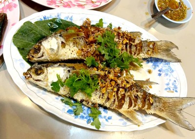 ปลากระบอกทอดกระเทียม