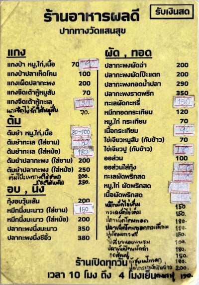 ป้ายราคาหรือสมุดเมนู