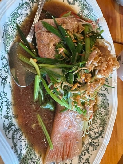 ปลาเก๋ากุดสลาดนึ่งซีอิ๊ว