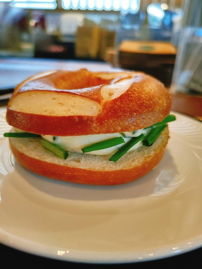 Spring Onion & Cream Cheese Bagel