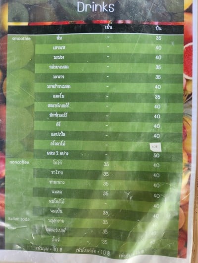 ป้ายราคาหรือสมุดเมนู