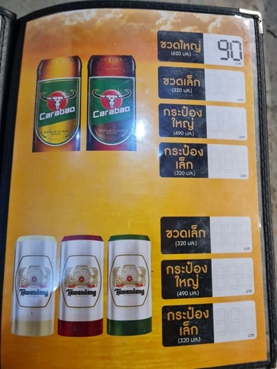 ป้ายราคาหรือสมุดเมนู
