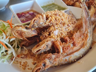 ปลาเนื้ออ่อนทอดกระเทียม