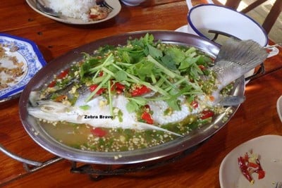 ปลากะพงนึ่งมะนาว