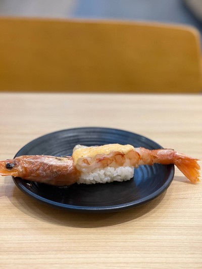 ซูชิกุ้งหวานญี่ปุ่นจัมโบ้ย่างเมนไตโกะ