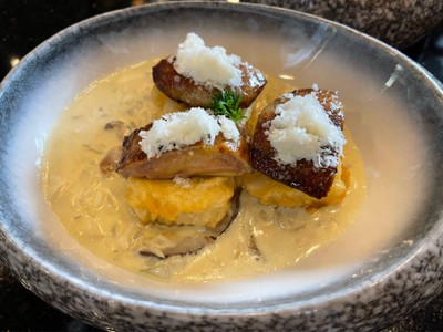 Fried tofu with foie gras