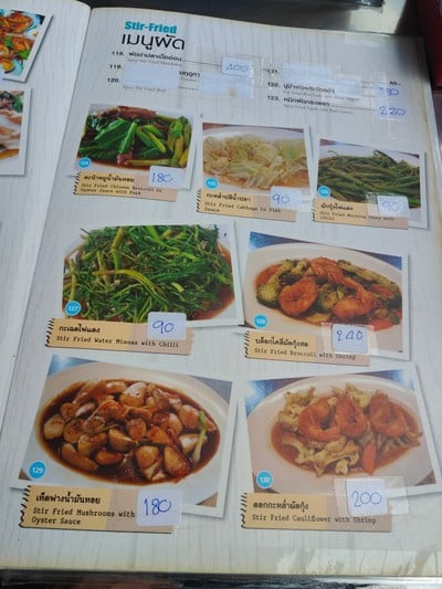 ป้ายราคาหรือสมุดเมนู