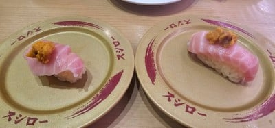 Otoro sushi on top with Uni