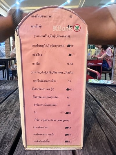 ป้ายราคาหรือสมุดเมนู