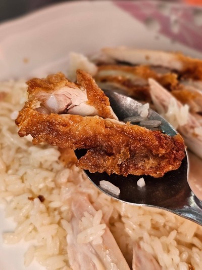 ข้าวมันไก่ต้ม + ไก่ทอด
