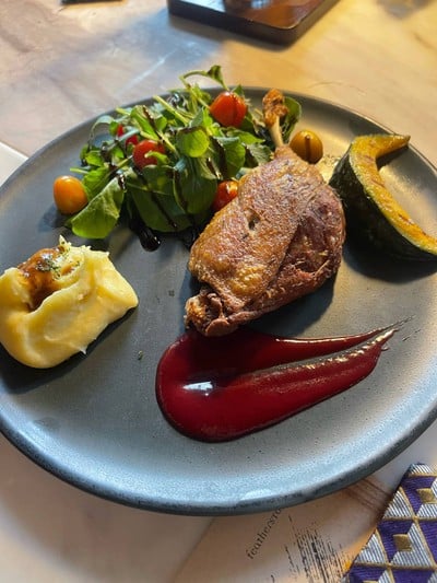 Duck Confit with Raspberry Sauce