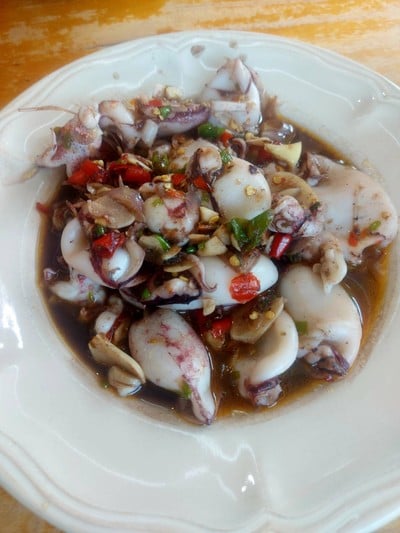 หมึกกะตอยผัดน้ำดำ#ใส่พริกขี้หนูสวน