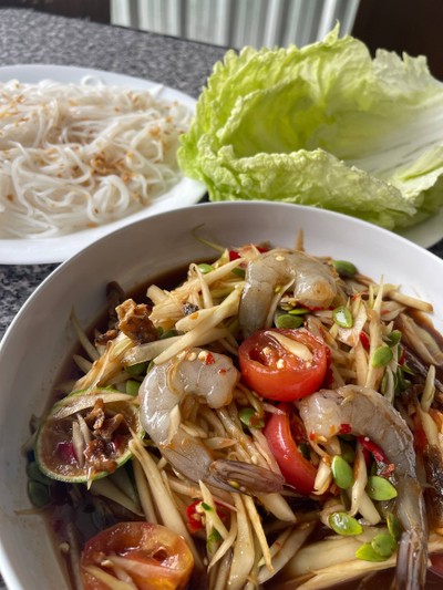 ตำปลาร้ากุ้งสด