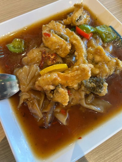 ราดหน้าปลากะพงเต้าซี่