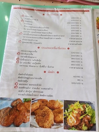 ป้ายราคาหรือสมุดเมนู