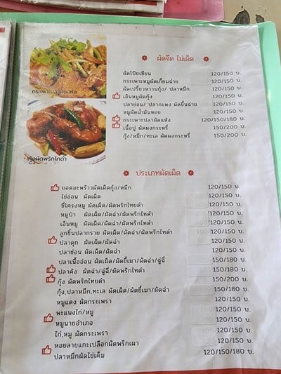 ป้ายราคาหรือสมุดเมนู